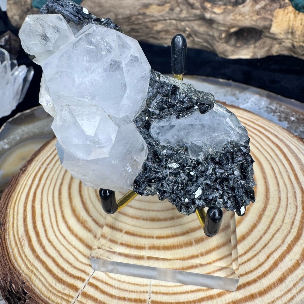 Black Epidote & Quartz Raw Specimen | Large Quartz Points | From Turkey - Picture 2 of 6